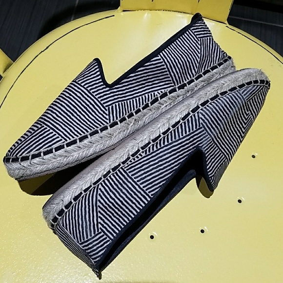 DV by Dolce Vita Shoes - Dolce Vita blue striped Espadrilles Slip Ons Casual Coastal Nautical Beach